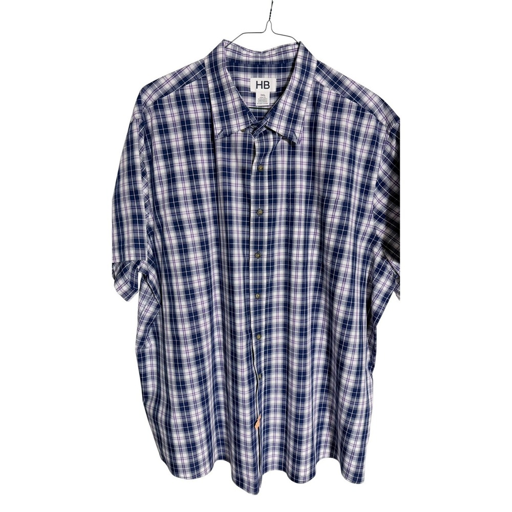 HB Shirt Mens 3XL Multicolor Plaid Short Sleeve Button Up Pocket